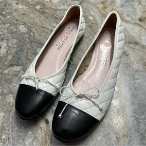 Paul Mayer Attitudes Ballet Flats White/Black Women’s Classic Chic